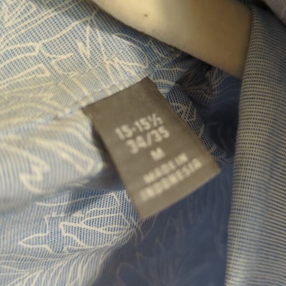 Michael Kors Blue Leaf Print Button Up Top - Picture 5 of 5